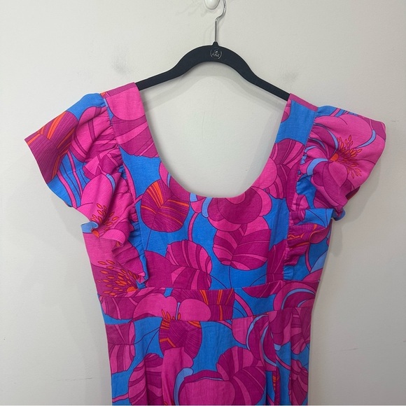 Tuckernuck Cameran Eubanks Wild Azalea Edisto Dress Pink Blue Ruffle - Picture 8 of 12